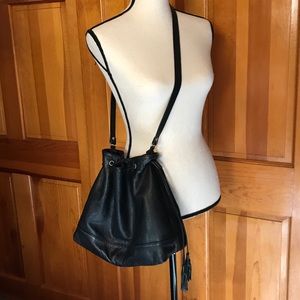 EUC Eileen Fisher Leather Drawstring Bucket Bag